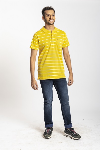 Polo T-shirt yellow line